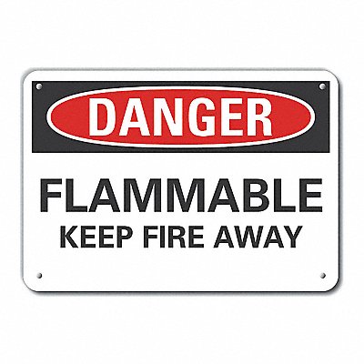 LYLE LCU40472NA14X10 Flammable Material Danger Sign 10x14in Alum