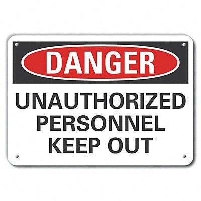 LYLE LCU40519NA14X10 Auth Personnel Danger Sign 10x14in Alum