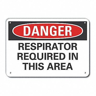 LYLE LCU40524RA14X10 Reflective Respirator Rqrd Danger Sign 10x14in