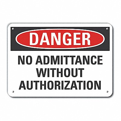 LYLE LCU40545NA14X10 Alum No Admittance Danger Sign 10x14in