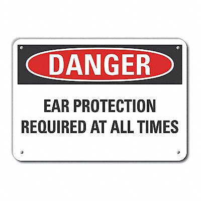 LYLE LCU40549NA10X7 Alum Hearing Danger Sign 7x10in Alum
