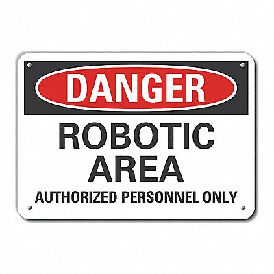 LYLE LCU40568NA10X7 Alum Robot Area Danger Sign 7x10in Alum