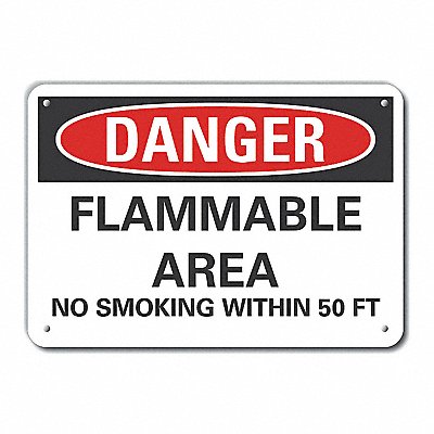 LYLE LCU40571RA14X10 Reflective Flam Area Danger Sign 10x14in Alu