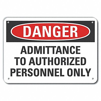LYLE LCU40573NA10X7 Alum Auth Personnel Danger Sign 7x10in