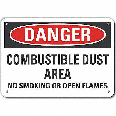 LYLE LCU40622NP10X7 Combust Dust Danger Sign 7x10in Plastic