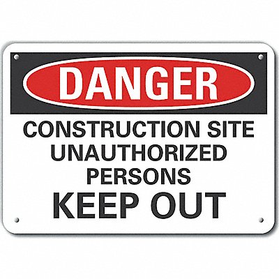 LYLE LCU40626RA10X7 Reflective Construct Area Danger Sign 7x10in