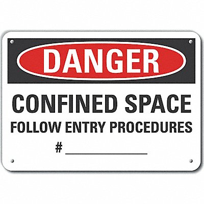 LYLE LCU40646NA14X10 Alum Confined Space Danger Sign 10x14in