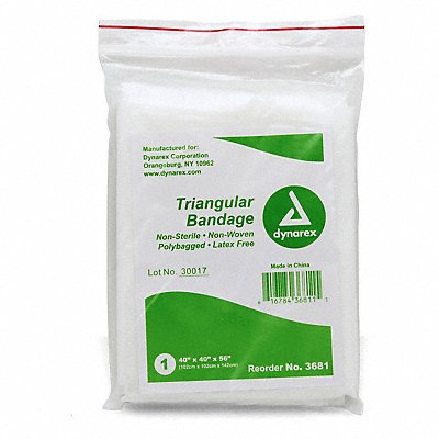 GRAINGER 65001 Triangular Bandage 40x40x56 White