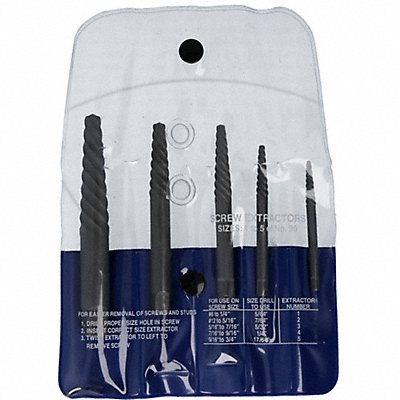 CHICAGO-LATROBE 65035 Screw Extractor Set 5pc HCS Pouch