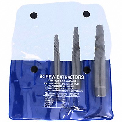 CHICAGO-LATROBE 65037 Screw Extractor Set 3pc HSS Tube