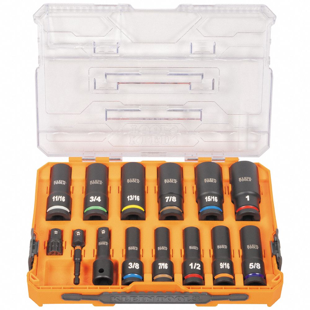 KLEIN TOOLS 65111IMPCT Impact Socket Set KNECT(TM) SAE 14pc