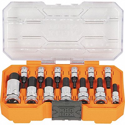 KLEIN TOOLS 65213HEXM Knurled Hex Bit Socket Set 13Piece