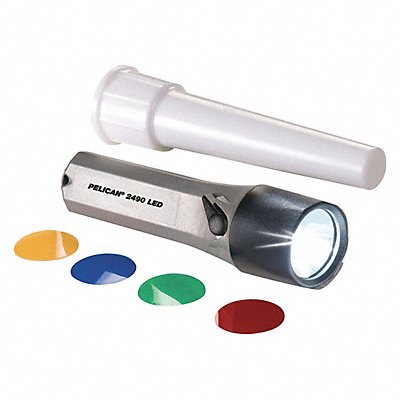 PELICAN 249000001180 LED Flashlight with 4 Color Wand Grey