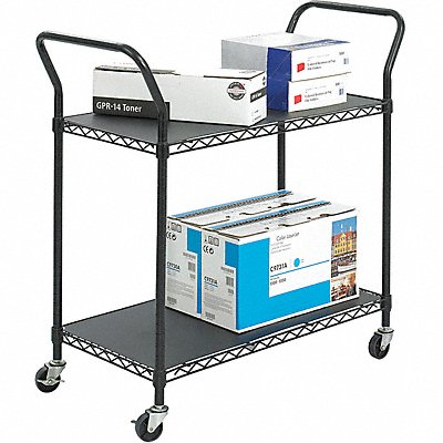 SAFCO 5337BL Wire Utility Cart with 2 Shelves Rated
