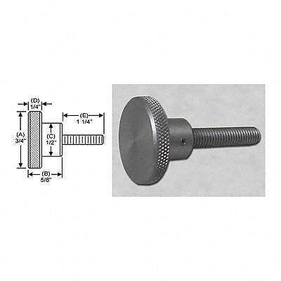 S  W MANUFACTURING WSSF014 Knrl Knob Stud 1/4-28 3/4 Dia 1.25 Std