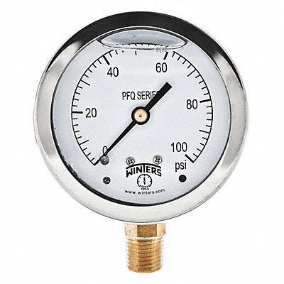 WINTERS PFQ804R1 Qual Ss/Br Gauge 2.5 1/4Lm 0-100Psi
