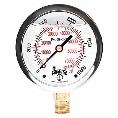 WINTERS PFQ813 Qual Ss/Br Gauge 2.5 1/4Lm 10000Psi/Kpa