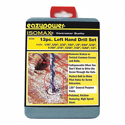 EAZYPOWER 80988 Left Hand Drill Set 1/16-1/4 13 pcs.