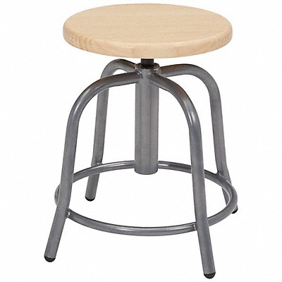 NATIONAL PUBLIC SEATING 6800W02 Adjustable Stool Wood Seat Gry Frame 18