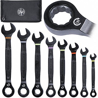 KLEIN TOOLS 69408MG Ratcheting Wrench ST 90-Tooth Metric 8PC