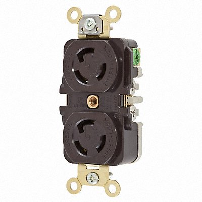 HUBBELL HBL4700 DplxLockerecpt 15A Brn Thrmpl L5-15R 1Gng