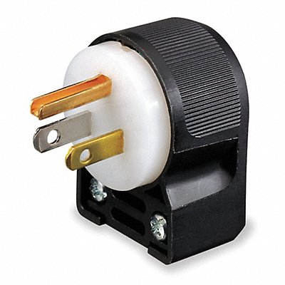 HUBBELL HBL5266CA Angle Straight Plug Blk Wht 15 A Stnd 5-15P