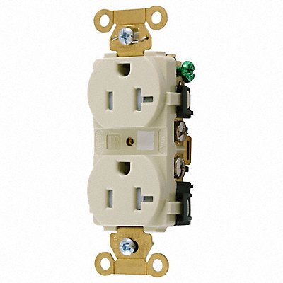 HUBBELL HBL5362I Receptacle Ivory 20 A 2P3W Back Side 1PK