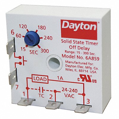 DAYTON 6A859 Single Function Encapsulated Timing Relay 240VAC 5Pins