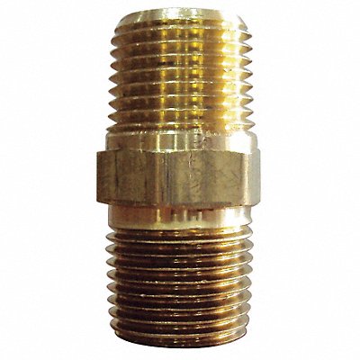 GRAINGER 6AZD1 Hex Nipple Brass 1/4 in MNPT 10 PK