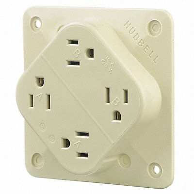 HUBBELL HBL415I Receptacle Ivory 15 A 2P3W Back 1PK