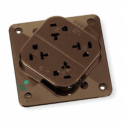 HUBBELL HBL420H Receptacle Brown 20 A 2P3W Back 1PK