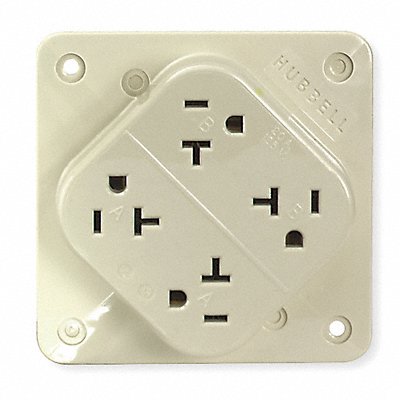 HUBBELL HBL420I Receptacle Ivory 20 A 2P3W Back 1PK