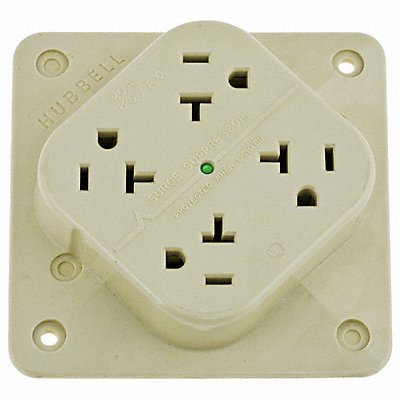 HUBBELL HBL420IS Receptacle Ivory 20 A 2P3W Back 1PK