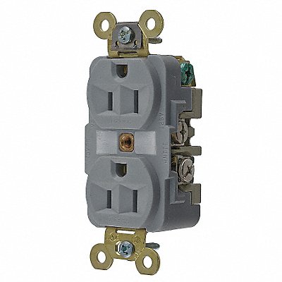 HUBBELL HBL5262GY Receptacle Grey 15 A 2P3W Back Side 1PK
