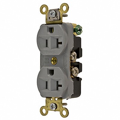 HUBBELL HBL5352GY Receptacle Grey 20 A 2P3W Back Side 1PK