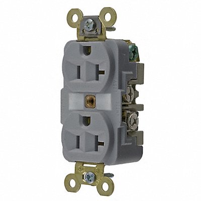 HUBBELL HBL5362GY Receptacle Grey 20 A 2P3W Back Side 1PK