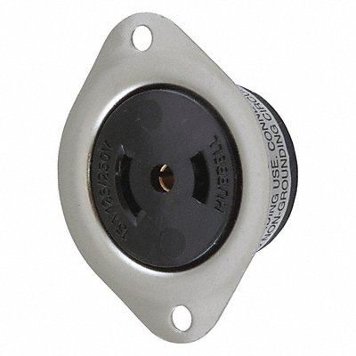 HUBBELL HBL7487 Midget Flange Locking Receptacle 15A Blk SS ML-3R 1Gng