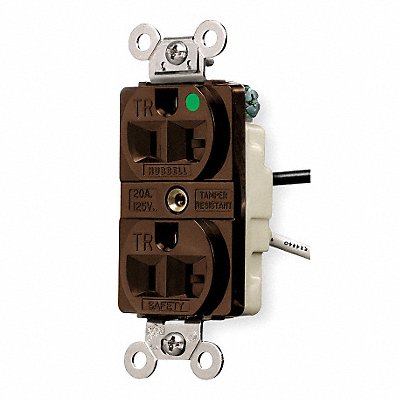 HUBBELL HBL8200SGA Receptacle Brown 15 A 2P3W Back Side 1PK