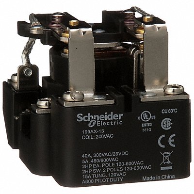 SCHNEIDER 199AX15 Open Power Relay 240V AC DPDT 8Pins