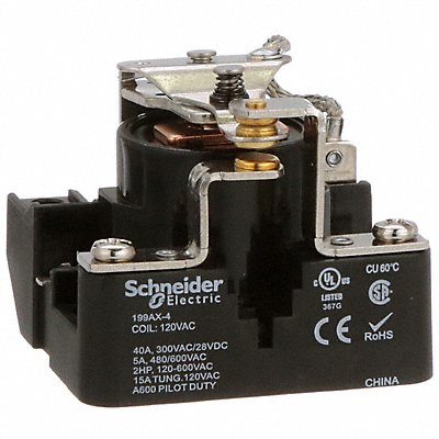SCHNEIDER 199AX4 Open Power Relay 120V AC SPDT 5Pins