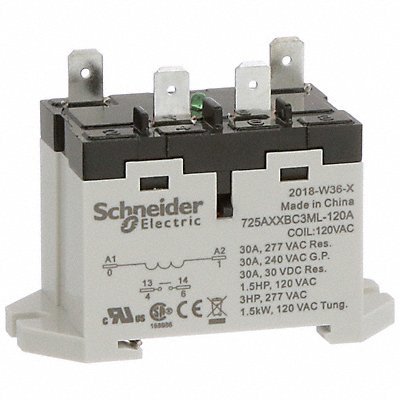 SCHNEIDER 725AXXBC3ML120A H8131 Enclosed Power Relay 120VAC SPST-NO 4Pins