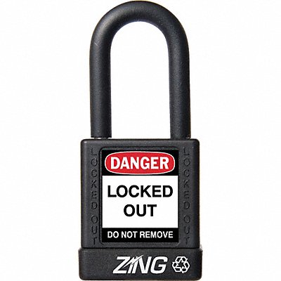 ZING 7036 D8958 Lockout Padlock KD Black 1-3/4 H