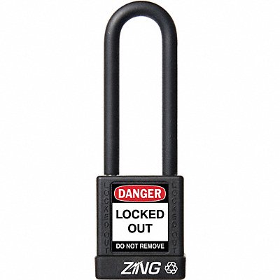 ZING 7052 D8959 Lockout Padlock KD Black 1-3/4 H