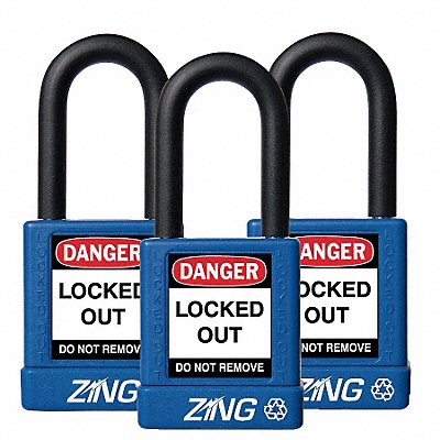 ZING 7064 D8963 Lockout Padlock KA Blue 1-3/4 H PK3