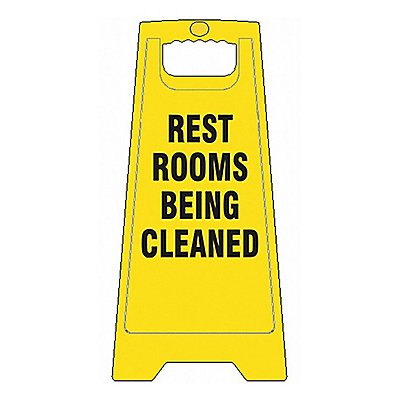 GRAINGER 6DMH1 Restroom Sign Yellow Plastic 24 in H