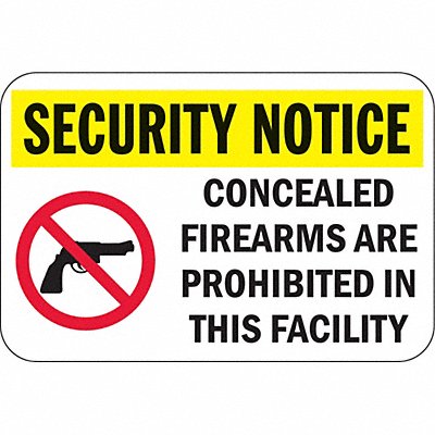 LYLE SEC04218HA Reflective Weapon Securty Notice Sign 12x18in