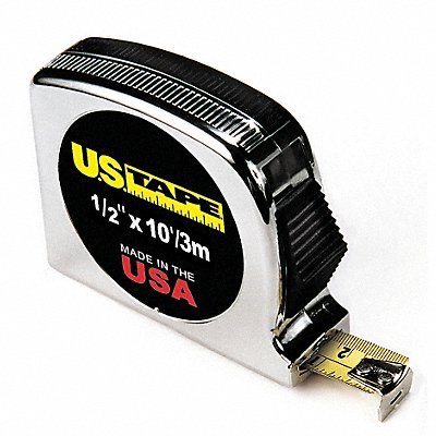 US TAPE 56735 Tape Measure 1/2Inx10 ft Chrome In/Ft/mm