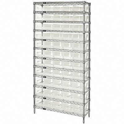 QUANTUM STORAGE SYSTEMS WR12102CL G7061 Bin Shelving 12inx74inx36in Clear