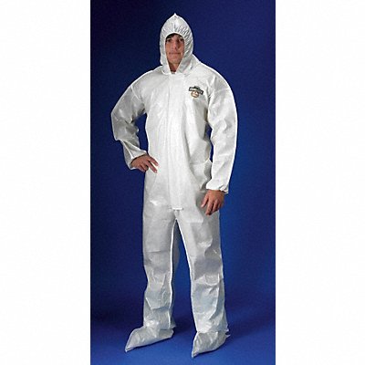 LAKELAND PBLC444142X Hooded Coverall w/Boots White 2XL