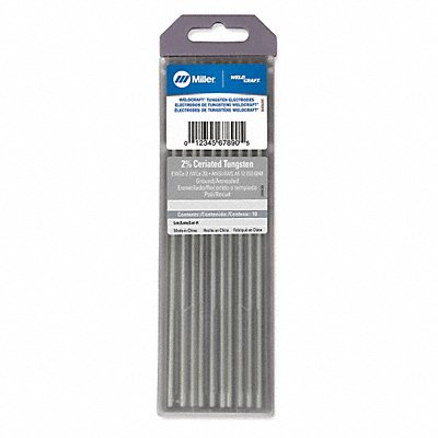 MILLER ELECTRIC WC332X7 WELDCRAFT Grey Tungsten Electrode PK10
